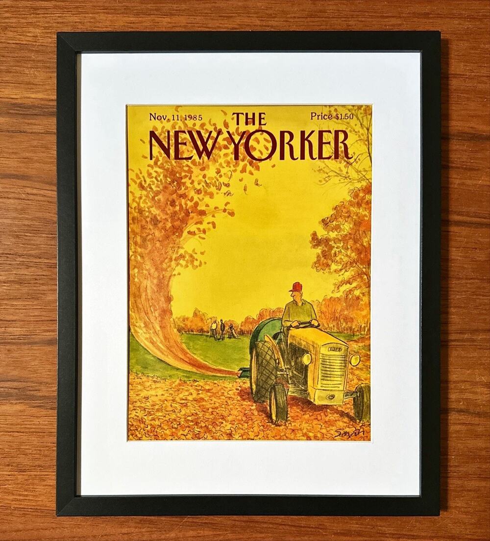 Framed 1985 The New Yorker Magazine November 11 Charles Saxon Farmer Tractor